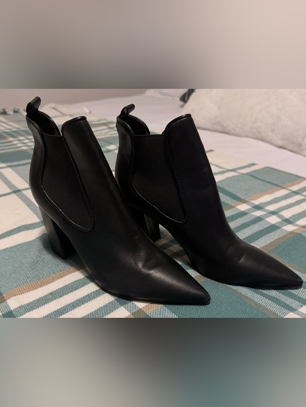 Marc Fisher Black Pointed Toe Chelsea Ankle Boots